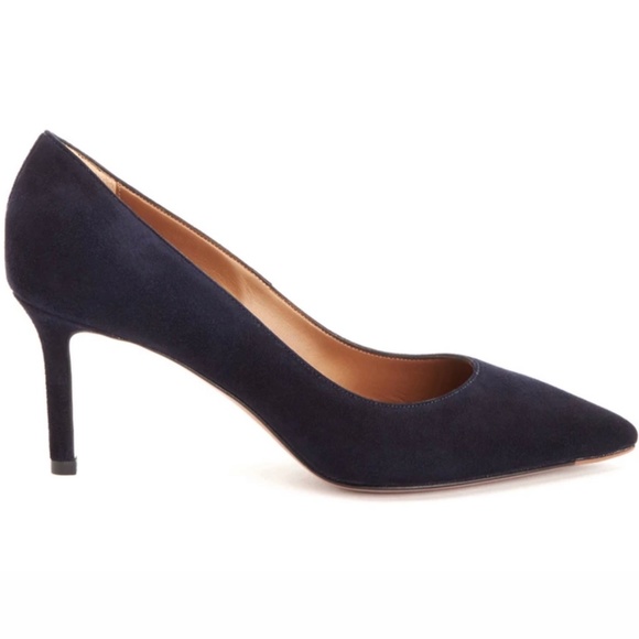 Aquatalia Shoes - Aquatalia Melina Navy Suede Pointy Toe Pump Heels